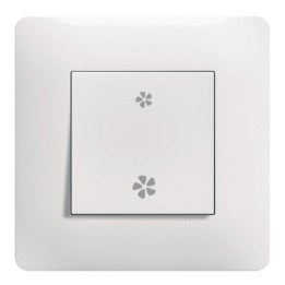 Hager Essensya - Interrupteur Duo VMC Va-et-vient ou bouton poussoir avec plaque de finition - Blanc - Réf : WE049P