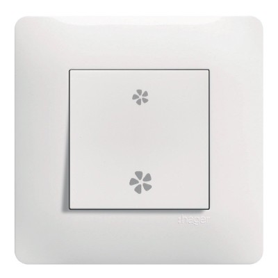 Hager Essensya - Interrupteur Duo VMC Va-et-vient ou bouton poussoir avec plaque de finition - Blanc - Réf : WE049P