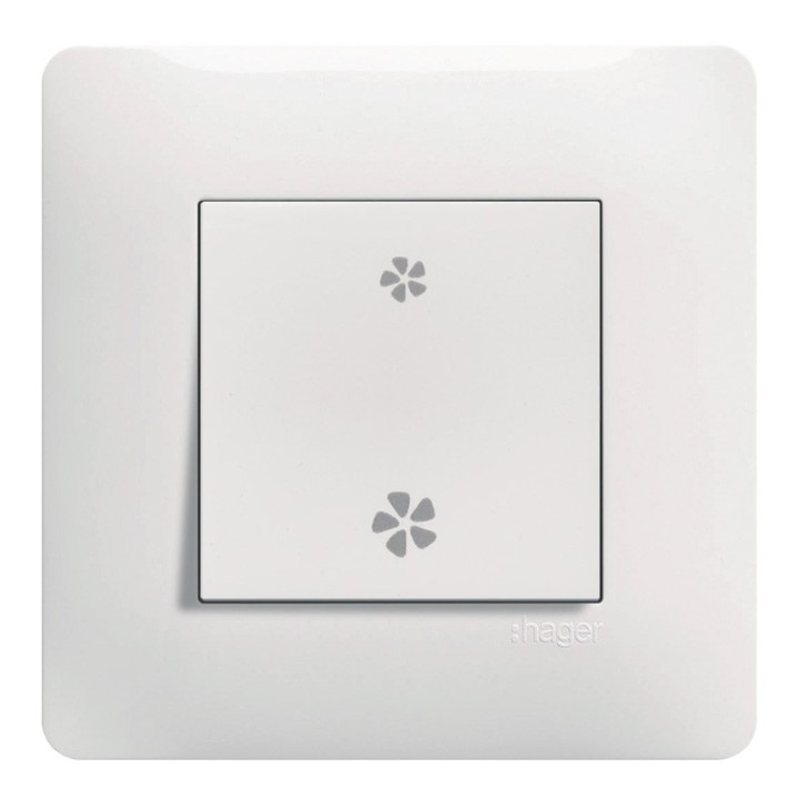Hager Essensya - Interrupteur Duo VMC Va-et-vient ou bouton poussoir avec plaque de finition - Blanc - Réf : WE049P