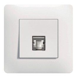 Hager Essensya - Prise RJ45 Cat 6A STP simple avec plaque de finition - Blanc - Réf : WE228P