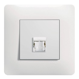 Hager Essensya - Prise RJ45 Cat 6 FTP simple avec plaque de finition - Blanc - Réf :  WE224P