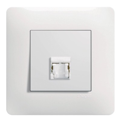 Hager Essensya - Prise RJ45 Cat 6 FTP simple avec plaque de finition - Blanc - Réf :  WE224P