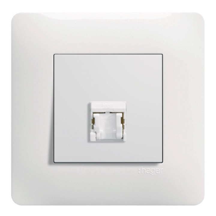 Hager Essensya - Prise RJ45 Cat 6 FTP simple avec plaque de finition - Blanc - Réf :  WE224P
