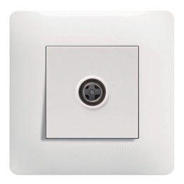 Hager Essensya - Prise TV directe avec plaque de finition - Blanc - Réf : WE250P