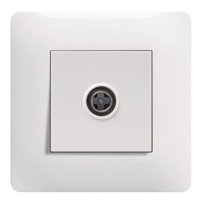 Hager Essensya - Prise TV directe avec plaque de finition - Blanc - Réf : WE250P