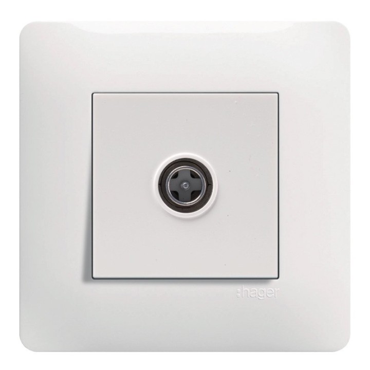 Hager Essensya - Prise TV directe avec plaque de finition - Blanc - Réf : WE250P