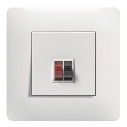 Hager Essensya - Prise haut-parleur simple avec plaque de finition - Blanc - Réf : WE290P