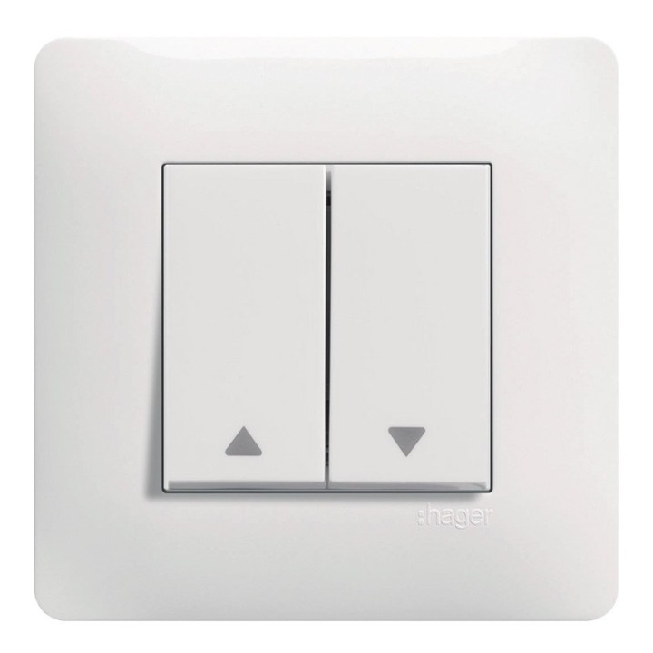 Hager Essensya - Double va-et-vient volet roulant avec plaque de finition - Blanc - Réf : WE300P