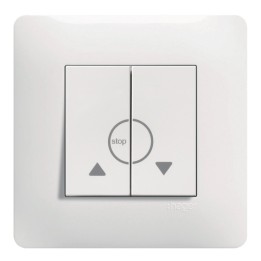 Hager Essensya - Double poussoir volet roulant avec plaque de finition - Blanc - Réf : WE301P