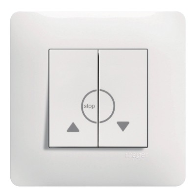 Hager Essensya - Double poussoir volet roulant avec plaque de finition - Blanc - Réf : WE301P