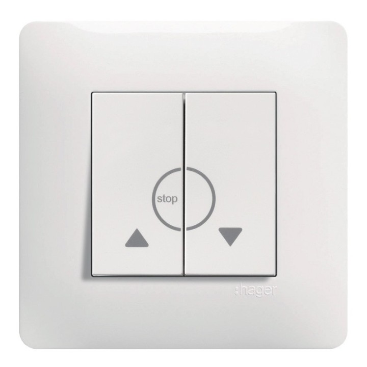 Hager Essensya - Double poussoir volet roulant avec plaque de finition - Blanc - Réf : WE301P