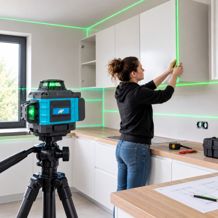 Krisane - Niveau laser 4D vert – 16 lignes à 360° avec trépied et accessoires - réf : KRI11000