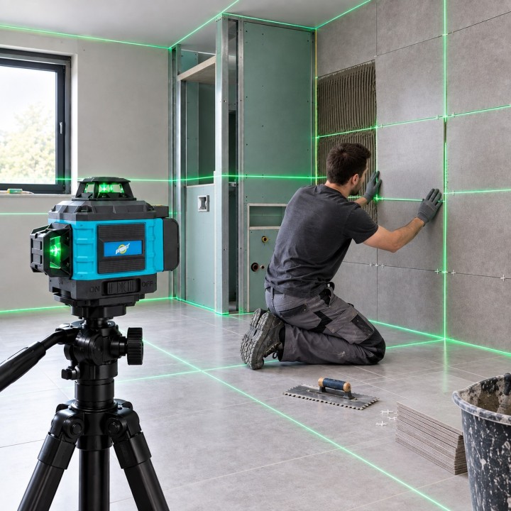 Krisane - Niveau laser 4D vert – 16 lignes à 360° avec trépied et accessoires - réf : KRI11000