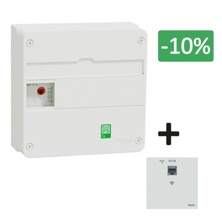 Schneider - Resi9 Coffret VDI 13M1R - grade 2TV basique - 4xRJ45 cat6 et prise RJ45 - Réf : R9H13401VDIM-P