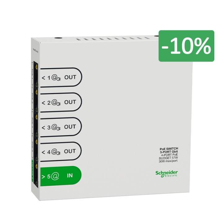 Schneider Rési9 - Switch Ethernet 5 ports, 4 ports 1Gbit POE 30W - R9H5SWP57