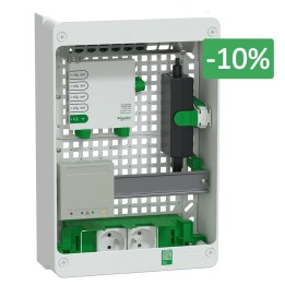 Schneider Resi9 Connect - Coffret VDI 13M2R - Switch 5ports PoE - 2 prises - Grade 3TV 6xRJ45 cat6a - Réf : R9H13402VDIXS