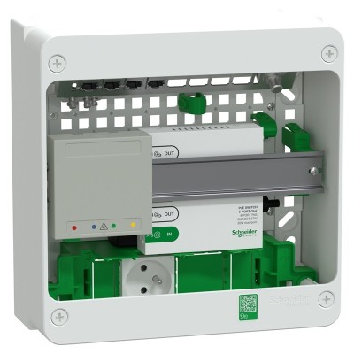 Schneider Resi9 Connect - Coffret VDI 13M1R - Switch 5ports PoE - Grade 3TV 4xRJ45 cat6a et prise RJ45 - Réf : R9H13401VDIXS-P