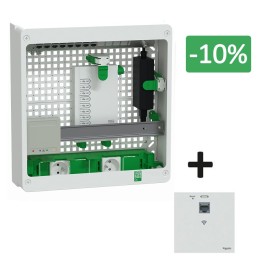 Schneider Resi9 Cnct - Coffret VDI 18M2R - Switch 9ports PoE - 2 P- Grade 3TV - 8 RJ45 cat6a + RJ45 - Réf : R9H18402VDIXS-P