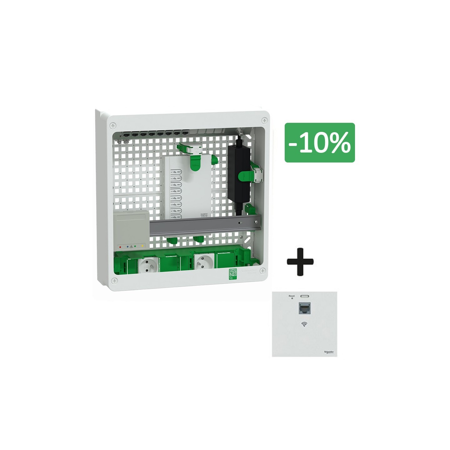 Communication For Grade R Schneider Resi9 Cnct - Coffret VDI 18M2R - Switch 9ports PoE - 2 P ...