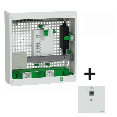 Schneider Resi9 Cnct - Coffret VDI 18M2R - Switch 9ports PoE - 2 P- Grade 3TV - 8 RJ45 cat6a + RJ45 - Réf : R9H18402VDIXS-P
