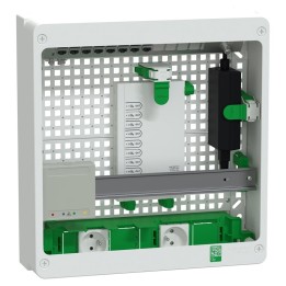 Schneider Resi9 Connect - Coffret VDI 18M2R - Switch 9ports PoE - 2 prises - Grade 3TV - 8 RJ45 cat6a - Réf : R9H18402VDIXS