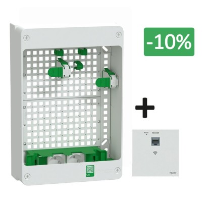 Schneider Resi9 Connect - Coffret VDI Box 13M2R - coffret support box operateur avec 2 prises + RJ45 - Réf : R9H13402VDIBOX-P