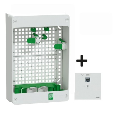 Schneider Resi9 Connect - Coffret VDI Box 13M2R - coffret support box operateur avec 2 prises + RJ45 - Réf : R9H13402VDIBOX-P