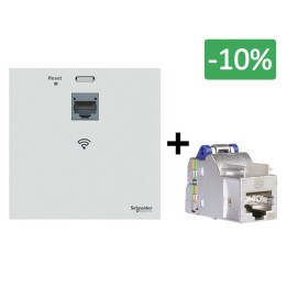 Schneider Resi9 Connect - Point d'accès WiFi + Connecteur RJ45 - Pack Réseau mural complet Cat 6A - 1gbit - Réf : VDIR20491-P