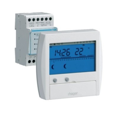 Hager - Gestionnaire d'énergie confort chauffage élec. 2 zones sur 7J - Fil pilote - TIC - 230V - Réf : 49111