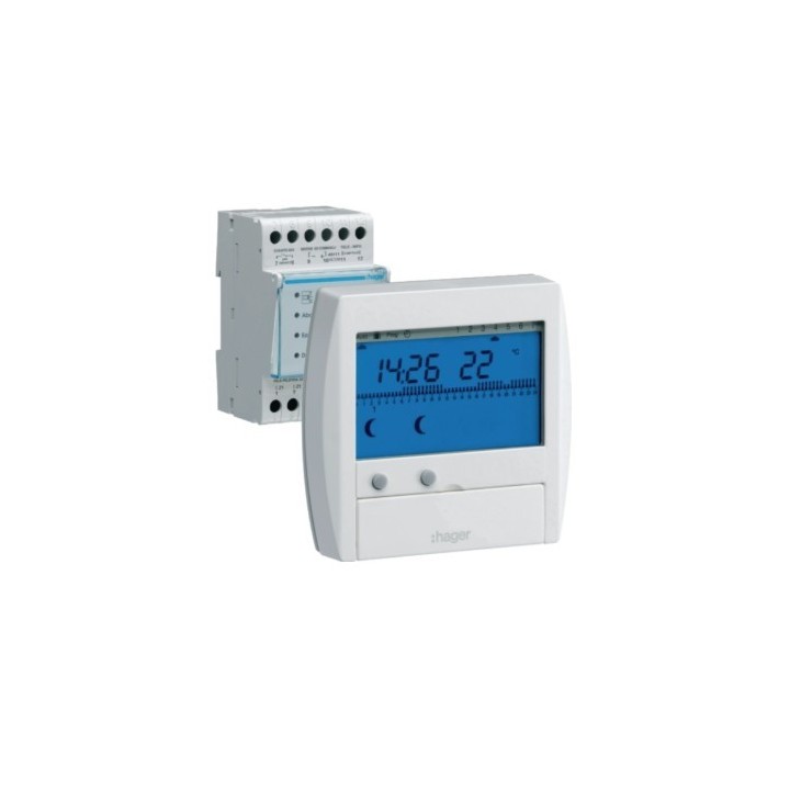 Hager - Gestionnaire d'énergie confort chauffage élec. 2 zones sur 7J - Fil pilote - TIC - 230V - Réf : 49111