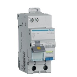 Hager - Disjoncteur différentiel 1P+N - 3kA - Courbe C - 16A - 30mA - type F - Réf : ADF716F