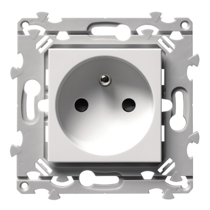 Hager Essensya - Prise de courant essensya avec plaque de finition - 2P+T Finition Pure - Réf :  WE100P