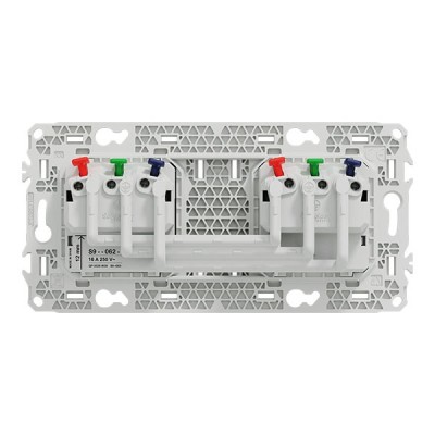 Schneider Odace - double PC 2P+T affleurante - 2 postes 71 mm - précâblage - blanc craie - Réf : S920062
