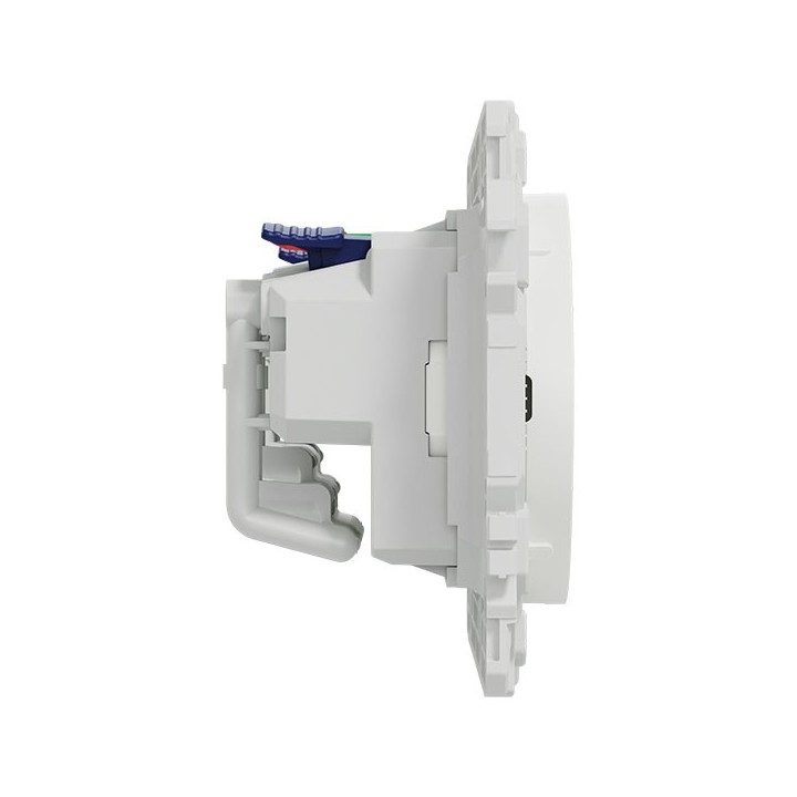 Schneider Odace - double PC 2P+T affleurante - 2 postes 71 mm - précâblage - blanc craie - Réf : S920062
