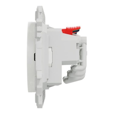Schneider Odace - double PC 2P+T affleurante - 2 postes 71 mm - précâblage - blanc craie - Réf : S920062