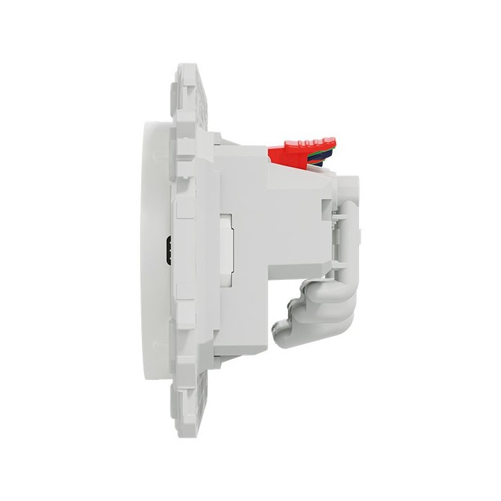 Schneider Odace - double PC 2P+T affleurante - 2 postes 71 mm - précâblage - blanc craie - Réf : S920062
