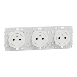 Schneider Odace - triple PC 2P+T affleurante - 3 postes 71 mm - précâblage - blanc craie - Réf : S920072
