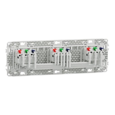 Schneider Odace - triple PC 2P+T affleurante - 3 postes 71 mm - précâblage - blanc craie - Réf : S920072