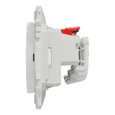 Schneider Odace - triple PC 2P+T affleurante - 3 postes 71 mm - précâblage - blanc craie - Réf : S920072