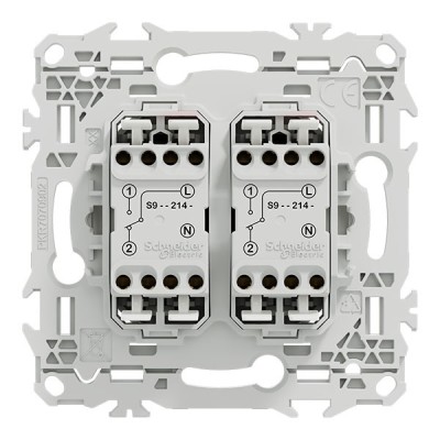 Schneider Odace - double va-et-vient ou poussoir avec neutre - 10AX - blanc craie - Réf : S920214N