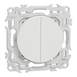 Schneider Odace - double va-et-vient ou poussoir avec neutre - 10AX - blanc craie - Réf : S920214N