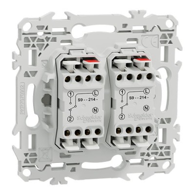 Schneider Odace - double va-et-vient ou poussoir avec neutre - 10AX - blanc craie - Réf : S920214N