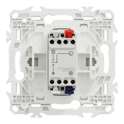 Schneider Odace - interrupteur VMC - 2 vitesses avec position arrêt - 6AX - blanc craie - Réf : S920243