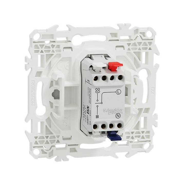 Schneider Odace - interrupteur VMC - 2 vitesses avec position arrêt - 6AX - blanc craie - Réf : S920243