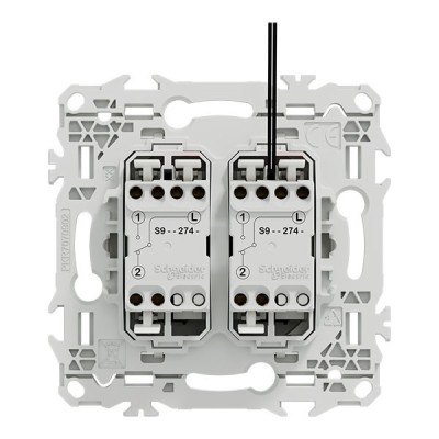 Schneider Odace - double VV ou poussoir à levier lumineux LED 0,15mA - 10AX - blanc craie - Réf : S920274
