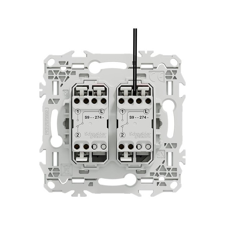 Schneider Odace - double VV ou poussoir à levier lumineux LED 0,15mA - 10AX - blanc craie - Réf : S920274