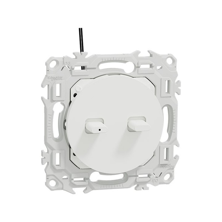 Schneider Odace - double VV ou poussoir à levier lumineux LED 0,15mA - 10AX - blanc craie - Réf : S920274