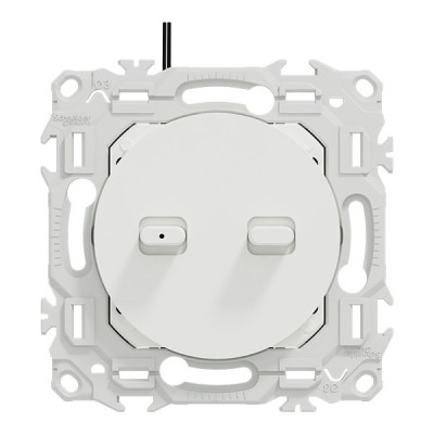 Schneider Odace - double VV ou poussoir à levier lumineux LED 0,15mA - 10AX - blanc craie - Réf : S920274