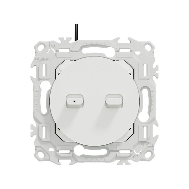 Schneider Odace - double VV ou poussoir à levier lumineux LED 0,15mA - 10AX - blanc craie - Réf : S920274