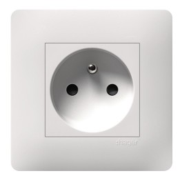 Hager Essensya - Prise de courant essensya avec plaque de finition - 2P+T Finition Pure - Réf :  WE100P